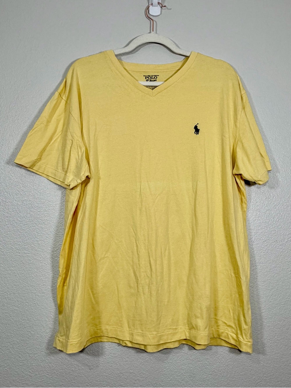 Polo by Ralph Lauren Shirt V-Neck Tee Yellow 100% Cotton T-Shirt Classic Men L